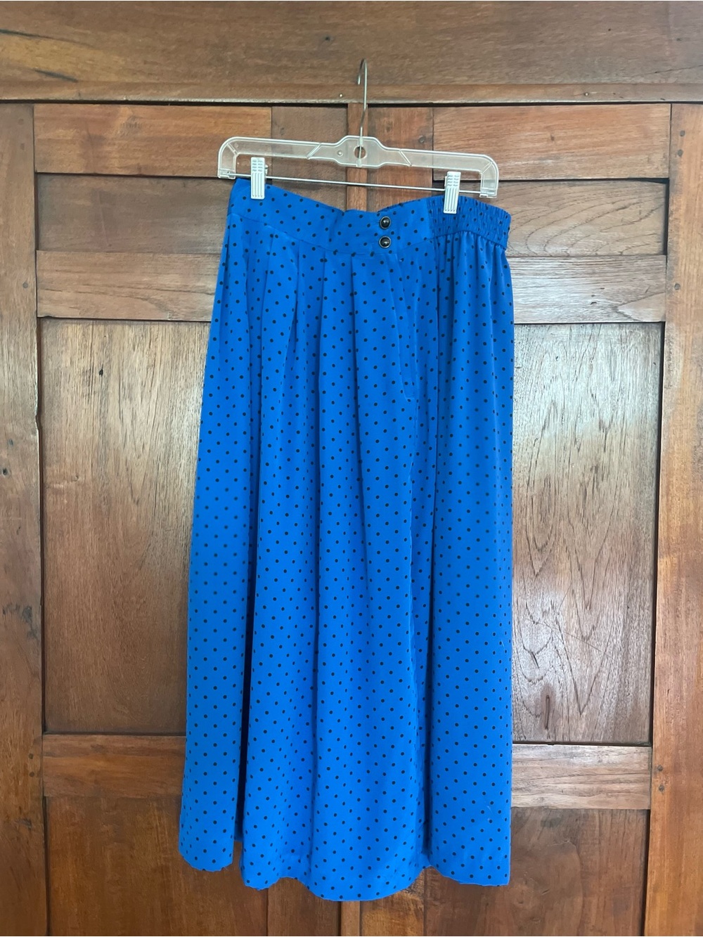 Vintage Polka Dot Midi Skirt - Blue